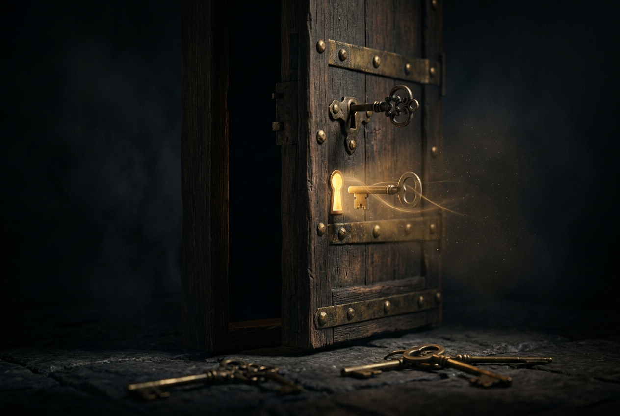 Symbolic black and gold editorial illustration for the article "Forbidden Alchemy: The Shadow Work Most People Avoid"