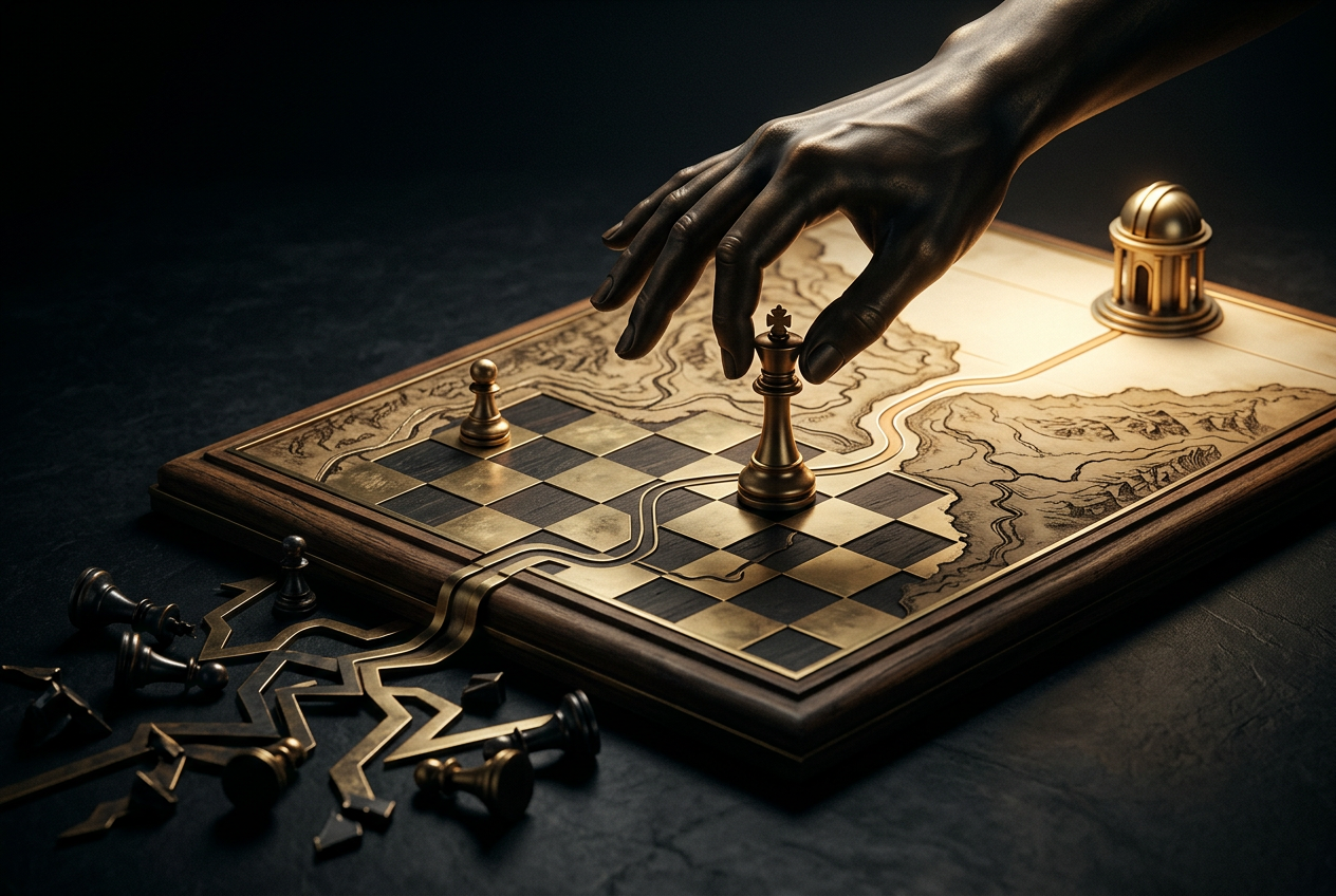 Symbolic black and gold editorial illustration for the article "How to Think Strategically and Make Better Decisions"